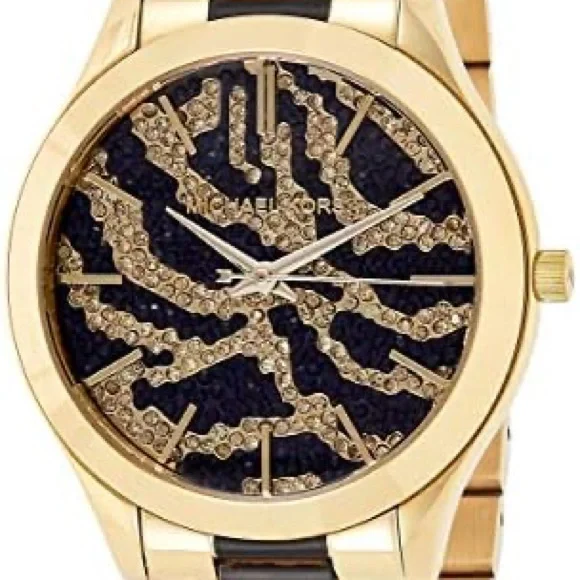 Michael Kors Gold and Black Runway Collection Watch BNIB Michael Kors MK6057 - Runway Black and Gold Dial Black Ion  main image 2